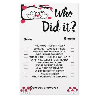 Who did it Shower Game  Love Bird Flyer