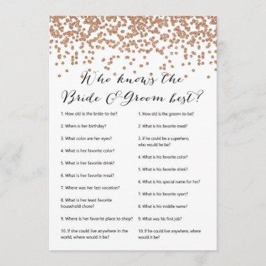 Who Knows Bride & Groom Rose Gold Bridal Game Invitations