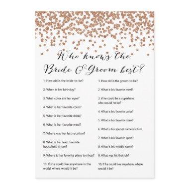 Who Knows Bride & Groom Rose Gold Bridal Game