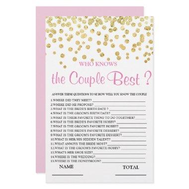 Who knows Couple best Pink Gold Bridal Game