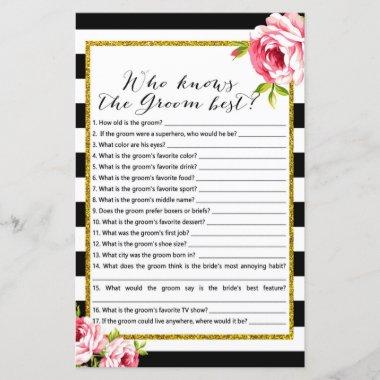 Who knows Groom best - Bridal Shower Game