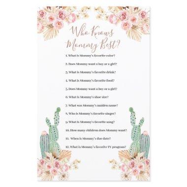 Who Knows Mommy Best Game Boho Cactus Paper Sheet