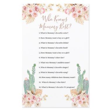 Who Knows Mommy Best Game Boho Cactus Paper Sheet