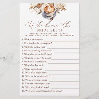 Who knows the bride best Coffee Bridal Shower Game