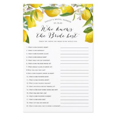Who knows the bride best, Lemon Bridal games