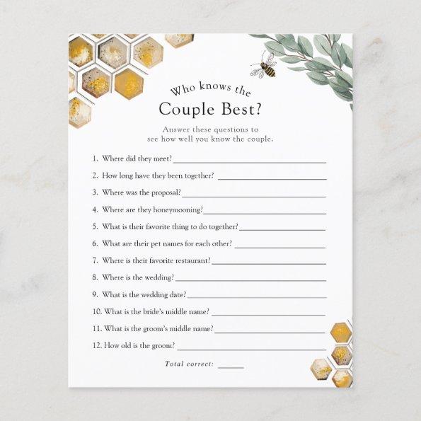 Who Knows the Couple Best Bee Bridal Shower Game