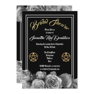 Wiccan pentacle black floral