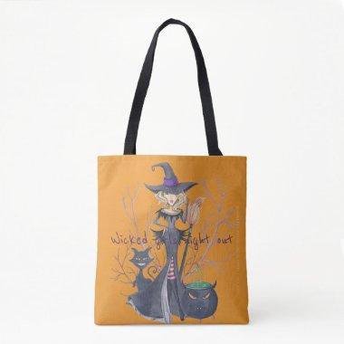 Wicked girls night out witch bachelorette party tote bag