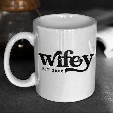 Wifey Couple Wedding Anniversary Custom Retro Coffee Mug