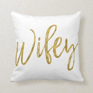 Wifey Faux Gold Foil Pillow