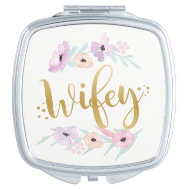 Wifey Gold Floral Bride-To-Be Gift Mrs Wedding Makeup Mirror
