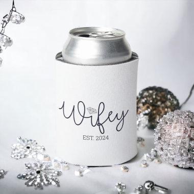 Wifey Modern Typography Wife Mrs Wedding Hers Can Cooler