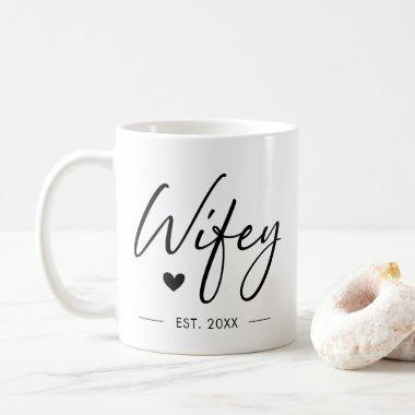 Wifey Modern Typography Wife Mrs Wedding Hers Coffee Mug