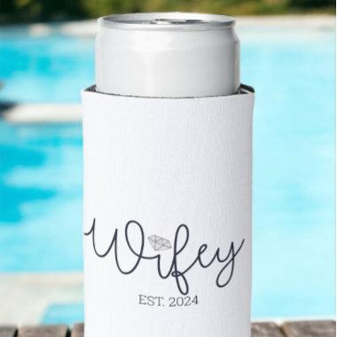 Wifey Modern Typography Wife Mrs Wedding Hers Seltzer Can Cooler