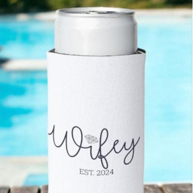 Wifey Modern Typography Wife Mrs Wedding Hers Seltzer Can Cooler