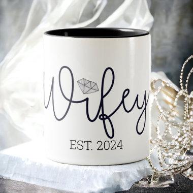 Wifey Modern Typography Wife Mrs Wedding Hers Two-Tone Coffee Mug