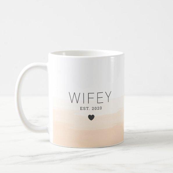 Wifey Mug with Pale Pink Watercolor