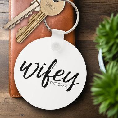 Wifey - Whimsical Black Calligraphy for the Bride Keychain