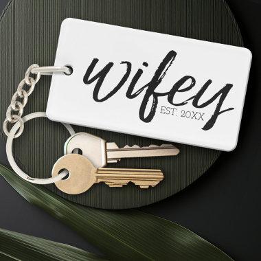 Wifey - Whimsical Black Calligraphy for the Bride Keychain