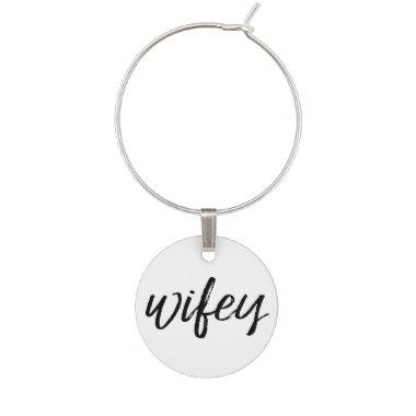Wifey - Whimsical Black Calligraphy for the Bride Wine Charm
