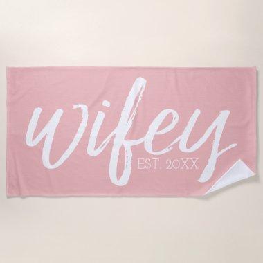 Wifey - Whimsical Calligraphy for the Bride Beach Towel