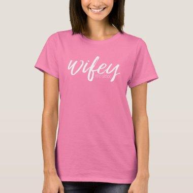 Wifey - Whimsical White Calligraphy for the Bride T-Shirt