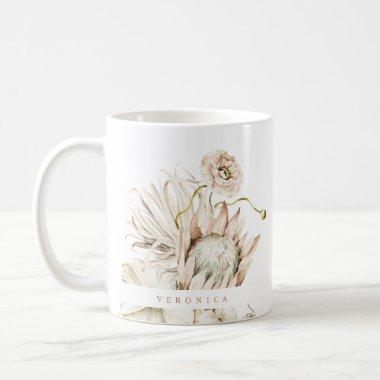 Wild Boho Protea Pampas Grass Floral Personalized Coffee Mug
