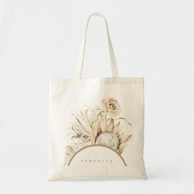 Wild Boho Protea Pampas Grass Floral Personalized Tote Bag