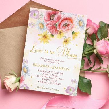 Wild daisy poppy love is in bloom bridal shower Invitations
