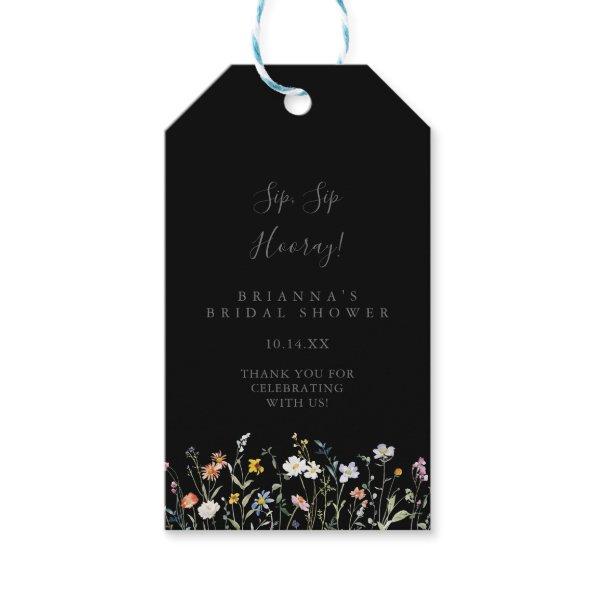Wild Floral Black Sip Sip Hooray  Gift Tags
