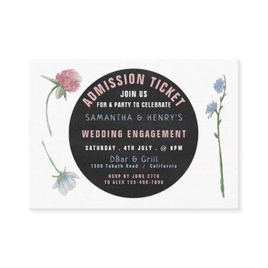 Wild Floral Chalkboard, Admission Ticket Enclosure Invitations