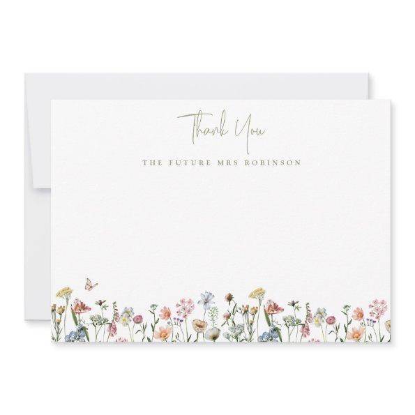 Wild Flowers Bridal Shower Future Mrs Personalized Thank You Invitations