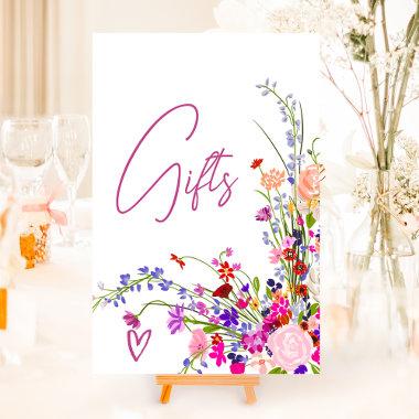 Wild flowers script gifts bridal shower foam board