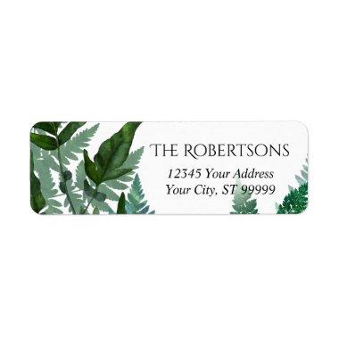 Wild Forest Fern Leaf Wedding | Return Address Label