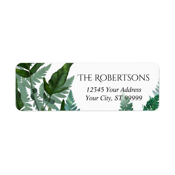 Wild Forest Fern Leaf Wedding | Return Address Label