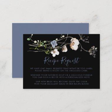 Wild Forest Floral Black Wedding Recipe Request Enclosure Invitations