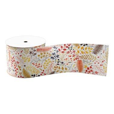 Wild Forest Flowers Fern Mushrooms Foliage Wedding Grosgrain Ribbon