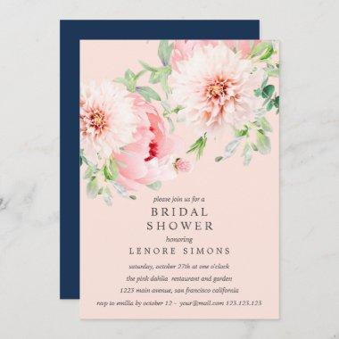 Wild Garden Dahlia Bouquet Bridal Shower Wedding Invitations