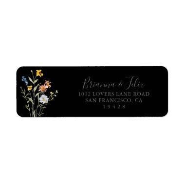 Wild Multicolor Floral Black Return Address Label