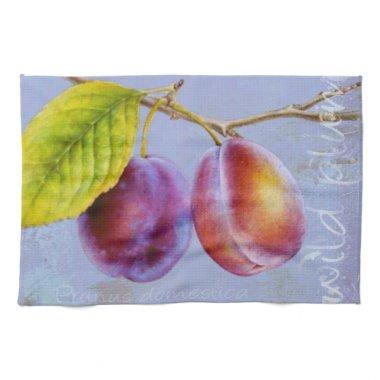 Wild plum - Prunus domestica blue kitchen towel