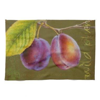 Wild plum - Prunus domestica green kitchen towel