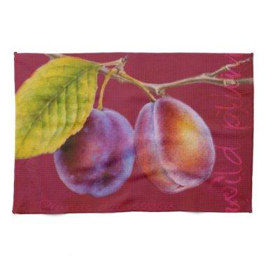 Wild plum - Prunus domestica red kitchen towel