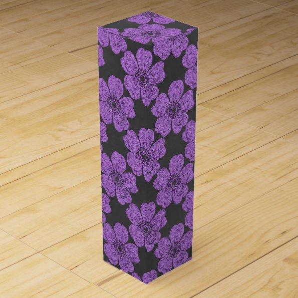 Wild Purple Roses Chalkboard Wine Box