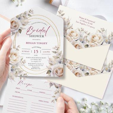 Wild Roses Bridal Shower Recipe All In One Invitations