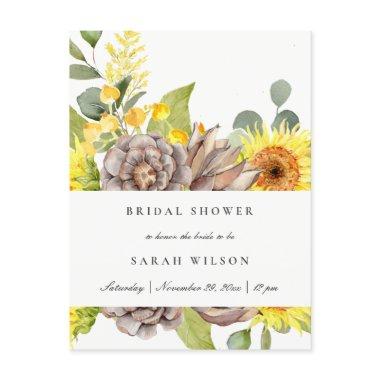 WILD SUNFLOWER EUCALYPTUS PINE FLORA BRIDAL SHOWER INVITATION POSTInvitations