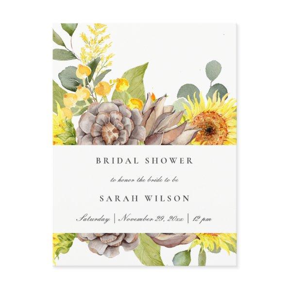 WILD SUNFLOWER EUCALYPTUS PINE FLORA BRIDAL SHOWER INVITATION POSTInvitations