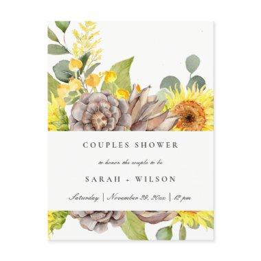 WILD SUNFLOWER EUCALYPTUS PINE FLORA COUPLE SHOWER INVITATION POST