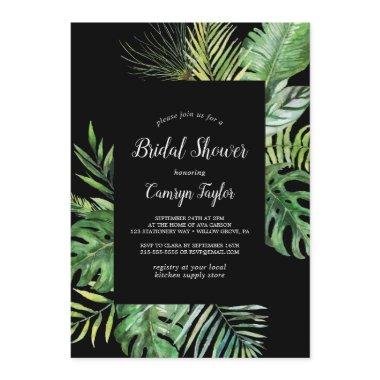 Wild Tropical Palm | Black Bridal Shower Invitations