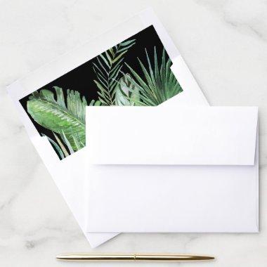 Wild Tropical Palm | Black Wedding Invitations Envelope Liner