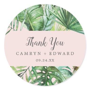 Wild Tropical Palm | Blush Thank You Favor Sticker